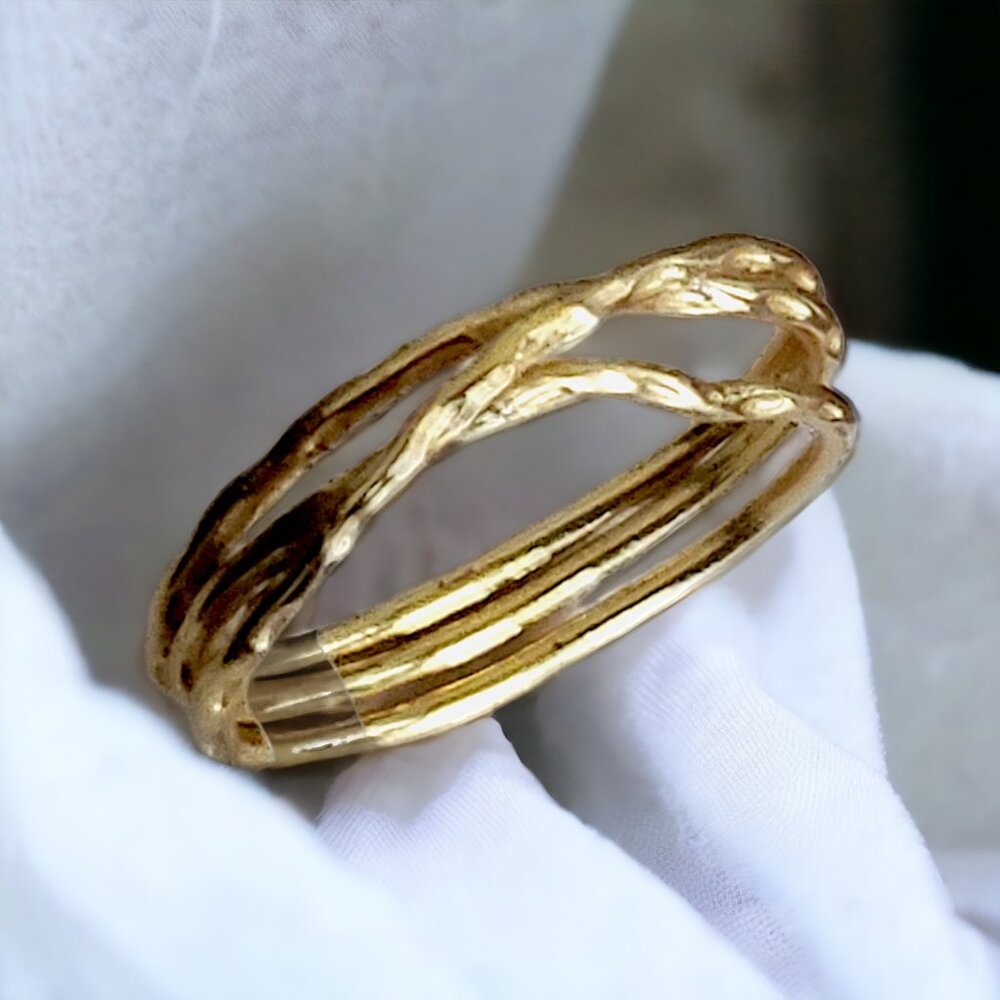 STERLING FOREVER Textured Multi Band Ring